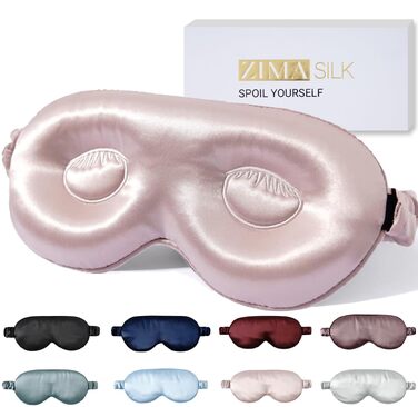 Маска для сну ZIMASILK 3D з натурального шовку тутовниці (22 мм), регульована маска з ефектом нульового тиску для довгих вій та нарощених вій, колір: Rose