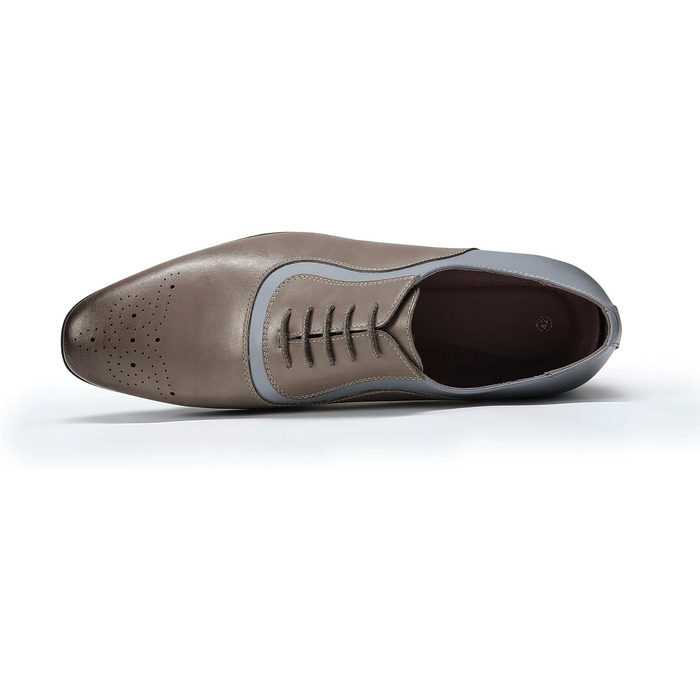 Чоловічі класичні туфлі YFFUSHI Oxford Brogues — офіційне бізнес-взуття, сіро-блакитні, розмір 40 EU