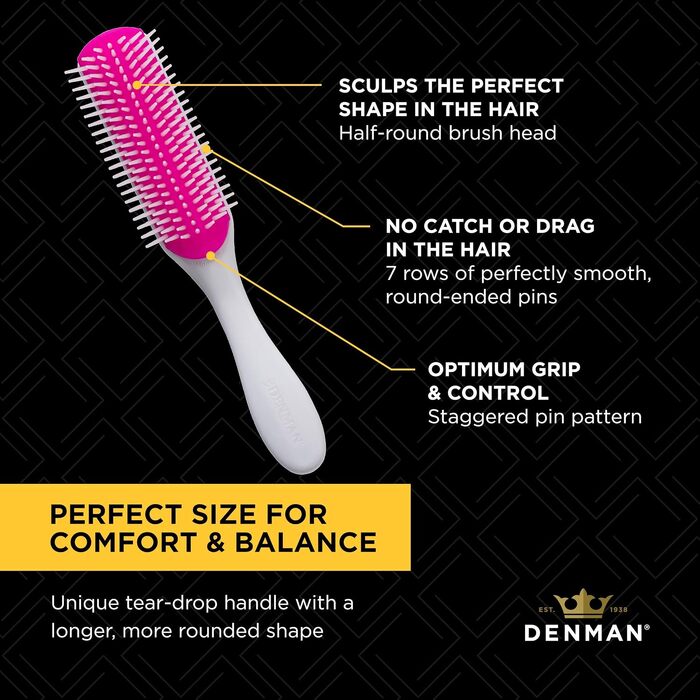 Щітка для кучерявого волосся Denman D3 Cherry Blossom — професійна стилізуюча щітка для розплутування, розділення та формування локонів