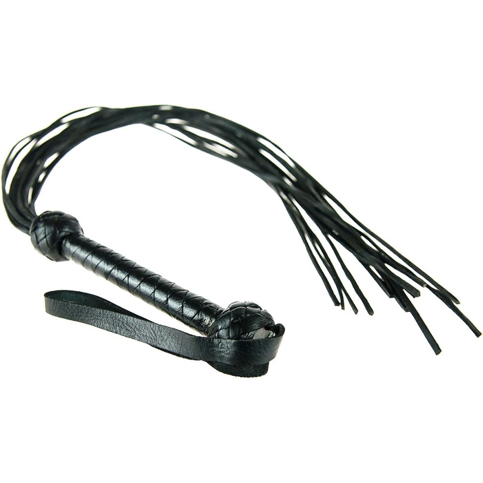 Чорна ге́ртка з преміум-шкіри буйвола, ручної роботи, 65 см - для еротики, SM, секс-іграшки