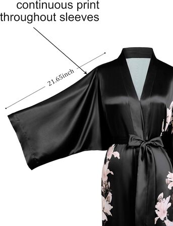 Жіночий халат-кімоно BABEYOND з квітковим принтом, чорний, універсальний розмір