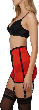 Корсет жіночий з високою талією, металева застібка, знімні мережива, спідня білизна, 6 ремінців, стринги червоний M