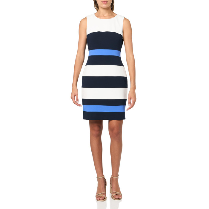 Сукня жіноча Tommy Hilfiger Adaptive Scuba Crepe Colorblock облягаючого силуету (32, Білий/Блакитний/Синій)