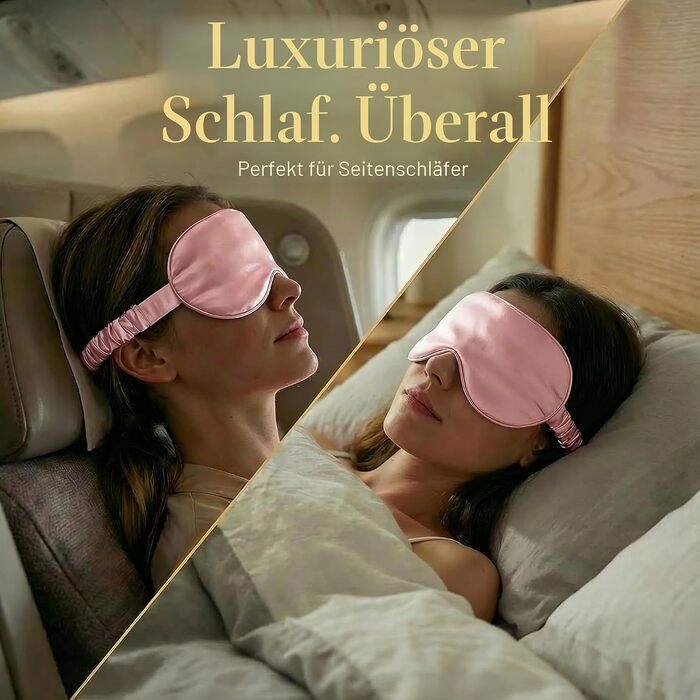 Шовкова маска для сну MATASSE 3D з натурального шовку Mulberry 22 момме (клас 6A) з контурними вирізами для очей, італійський дизайн, колір: шампань (рожевий), унісекс