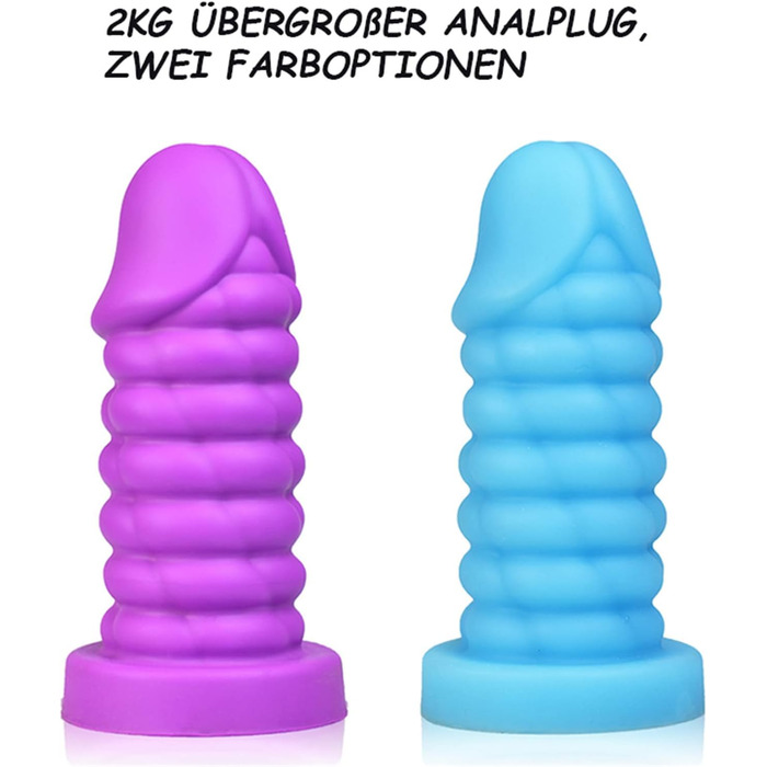 Анальний плаг Hrekssi XXL з великим діаметром, з сильним присоском, для стимуляції G-точки, анал-вагінальний мастурбатор, BDSM, еротичні іграшки для жінок, чоловіків та пар, блакитний