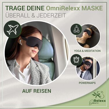Маска для сну 3D з ефектом пам'яті (Memory Foam) для жінок та чоловіків, світлоізолююча м'яка пов'язка на очі з дорожнім чохлом, чорна