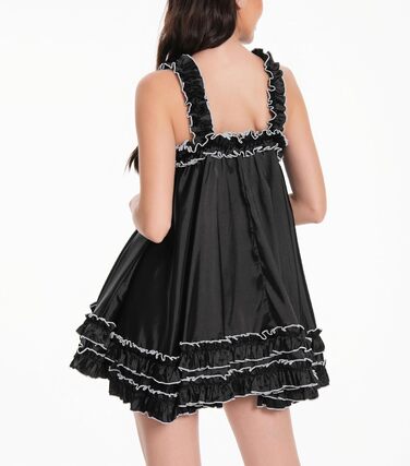 Чорне мереживне боді-сукня Satini Dessous Sissy з рюшами, XXL – для косплею та перевдягання