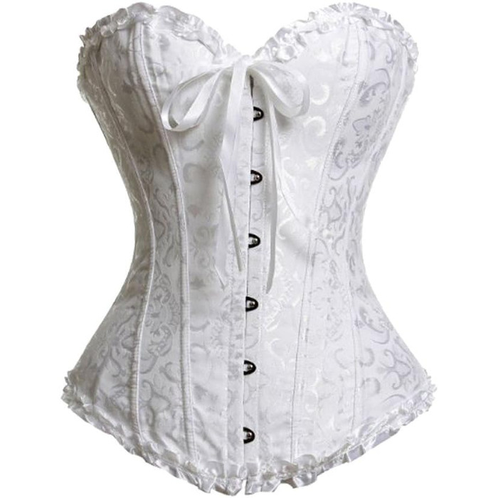 Корсет жіночий Beauty-You, готичний стиль, корсет-бюстгальтер з шнурівкою, з мережива, з ребрами (білий, 3XL)
