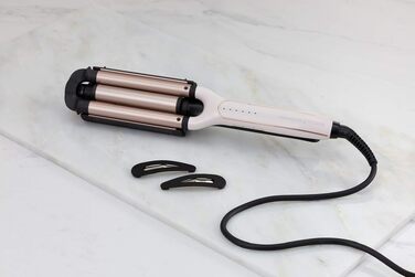 Мультистайлер 4-в-1 Remington ProLuxe CI91AW для завивки та гофре: плойка для пляжних та природних хвиль, цифровий дисплей, регулювання температури до 210°C, колір Біла троянда