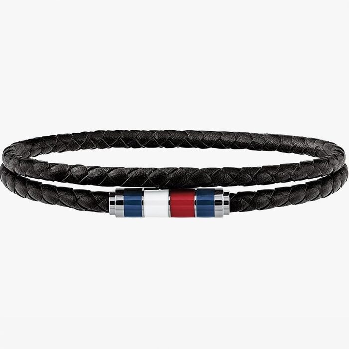 Чоловічий шкіряний плетений браслет Tommy Hilfiger — коричневий та чорний