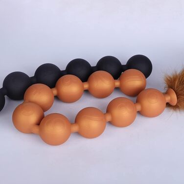 Анальні кульки з силікону NAIXBTY Foxtail: 9 кульок, гнучкі, для стимуляції, силікон, золото+чорний