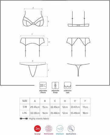 Сексуальний жіночий комплект білизни Selente Love & Fun: бюстгальтер, корсетний пояс, танга та шовкова маска для очей (L-XL, чорно-бордовий). Зроблено в ЄС