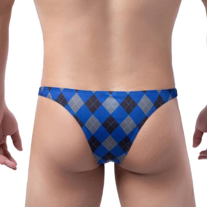 Сліпи для чоловіків Faringoto, принт, Eisseide, дихаючі, бікіні, G-String, синій (L)