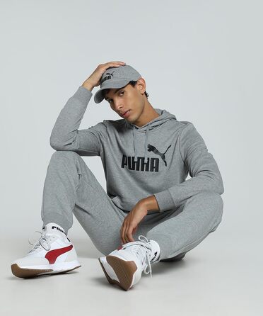 Чоловічий худі Puma ESS No. 1 Logo Hoodie з капюроном, сірий меланж (Medium Gray Heather), розмір XL