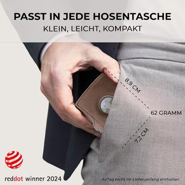 Шкіряний мінімалістичний гаманець KLIK Slim з монетницею та RFID-захистом для чоловіків, відділення для 10-12 карт та AirTag (Коричневий вінтаж)
