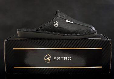 Чоловічі шкіряні домашні капці Estro — зручні та якісні тапочки-сліпери для чоловіків