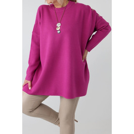 Жіночий світшот FEMIMODA рожевий, oversize, довжиною до середини стегна, розмір 46/48