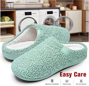 Жіночі зимові капці WateLves з ефектом пам'яті (Memory Foam), теплі та м'які тапочки з штучним хутром, протиковзкі домашні капці на плоскій підошві, зелені, розмір 38/39 EU