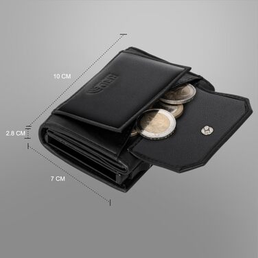 Шкіряний картхолдер Fa.Volmer POP-UP з монетницею та RFID захистом для чоловіків та жінок, чорний