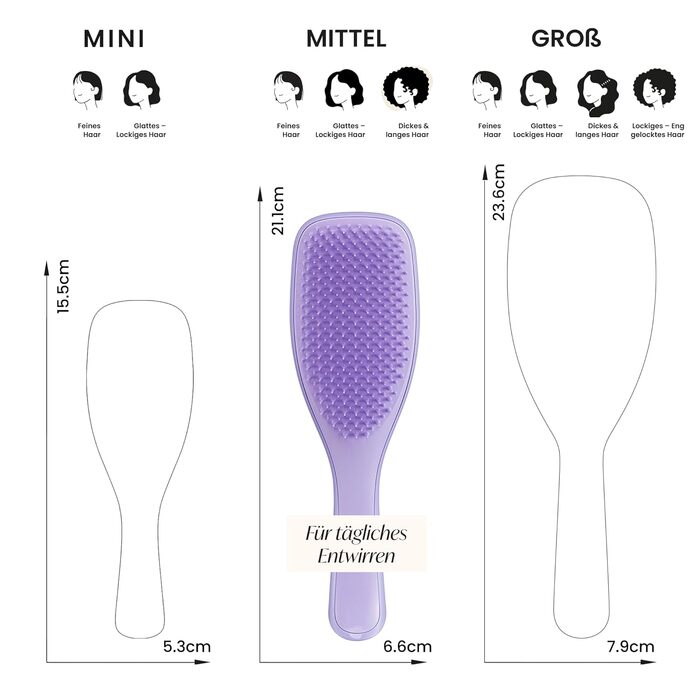 Щітка для волосся Tangle Teezer Ultimate Detangler для кучерявого та жорсткого волосся (3C-4C), розплутувач з двоступеневими щетинами проти фриззінгу, Mango & Purple