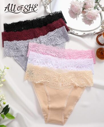 6-пакет жіночих трусиків: мереживо, бавовна, сексуальні, дихаючі, м'які, hipster, S-XL