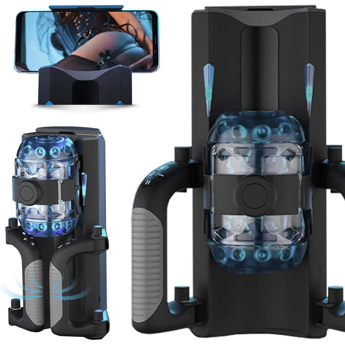 Електричний масажер для чоловіків, складний, з подвійним руків'ям, знімні насадки, чорний