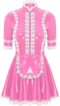 Костюм покоївки Freebily з лакованої шкіри, рожевий, для карнавалу/Хелловіну, розмір XXL