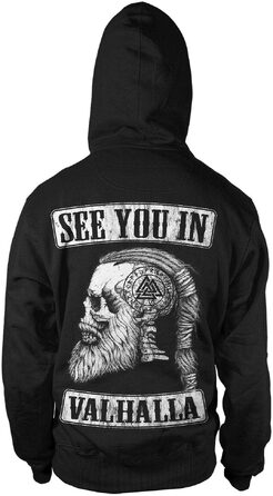 Чоловічий худі See You In Valhalla Jet Black — Скандинавські вікінги, Тор, Один, Рагнар, Вальхалла, з капюшоном, розмір XL