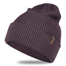 Зимова шапка з мериносової вовни Outdoor Shaping для чоловіків та жінок, тепла в'язана шапка з відкидним манжетом, темно-фіолетова