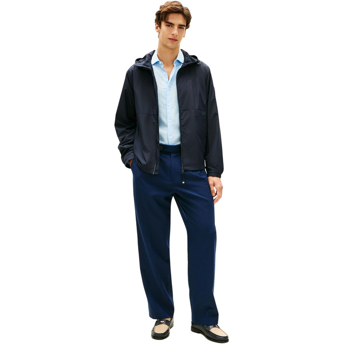 Чоловіча вітрівка Tommy Hilfiger з капюшоном, спортивна куртка (XS, Blue Desert Sky)