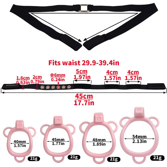 Кафес для пениса Jomyu з 4 кільцями для пениса, ремінь для пениса, SM-кафес, сліпучий одяг, сексуальна іграшка (колір м'яса)