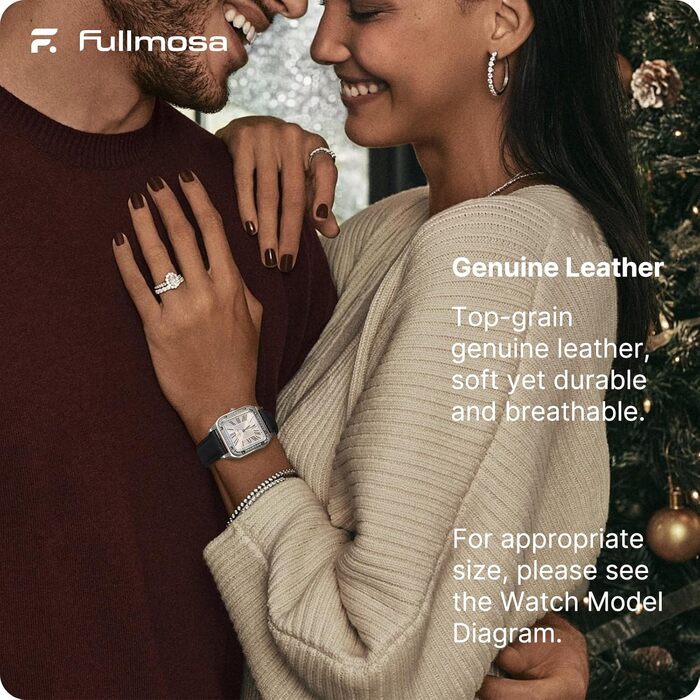 Ремінець Fullmosa 20мм зі шкіри для Garmin Vivoactive 6/5/4, Venu SQ та Samsung Galaxy Watch 7/6/5/4 FE (40/44/45мм), Classic 43мм, чорний