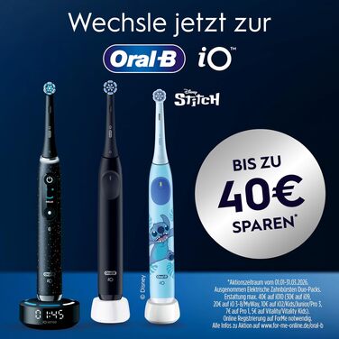 Електрична зубна щітка Oral-B iO Series 3 Matt Black: 3 режими чищення, набір з 4 насадок та чорним дорожнім футляром
