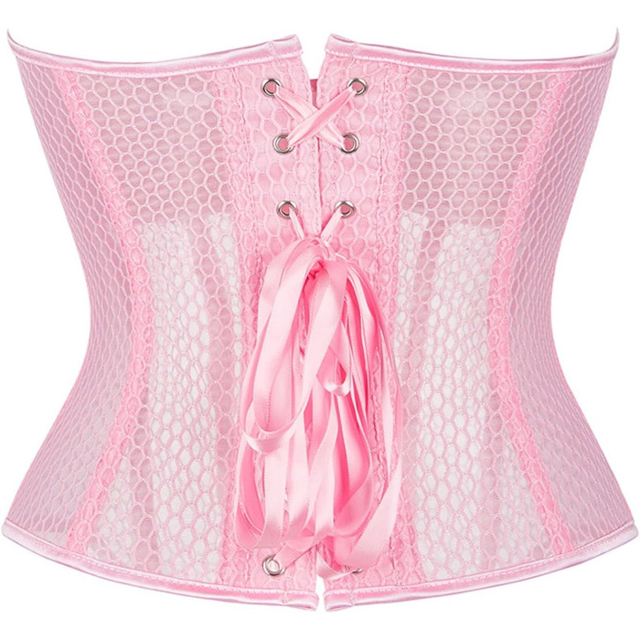 Топ-корсет жіночий Ренесанс з сітчастими вставками для вечірніх образів – побачення, осінні образи, милий топ для вечірки, клубу, бретельний топ з корсетним шнуруванням (#02-рожевий, XS)