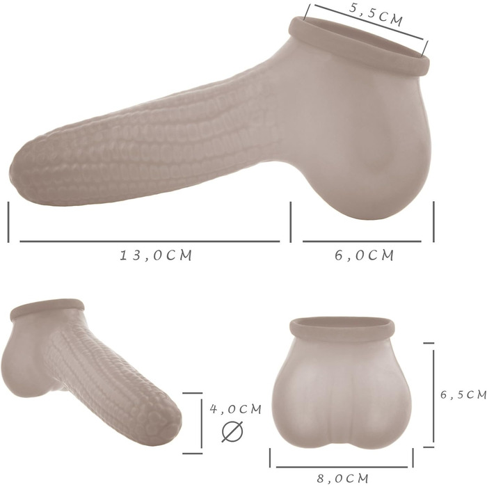Штучний презерватив-накладка на пеніс з дизайном кукурудзи (13 см)