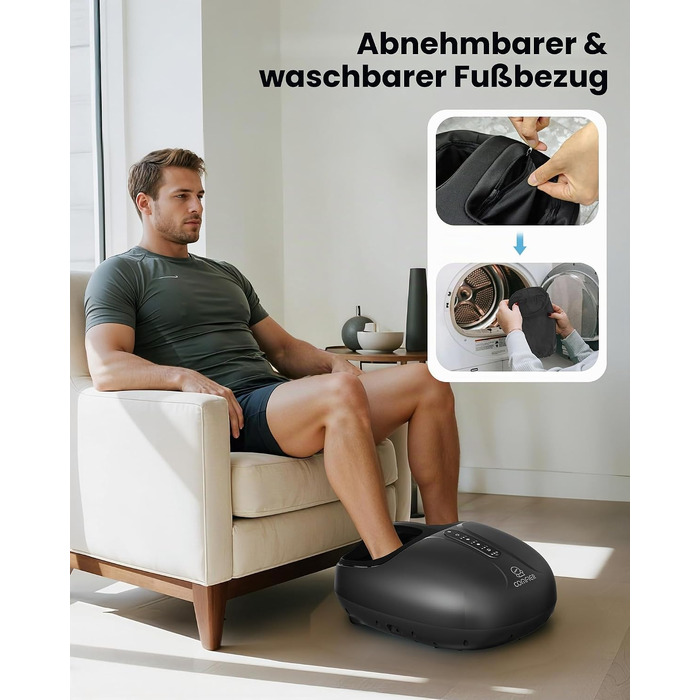 Електричний масажер для ніг COMFIER Shiatsu з функцією підігріву, розминком та компресією, 3 рівні інтенсивності, до 46 розміру EU