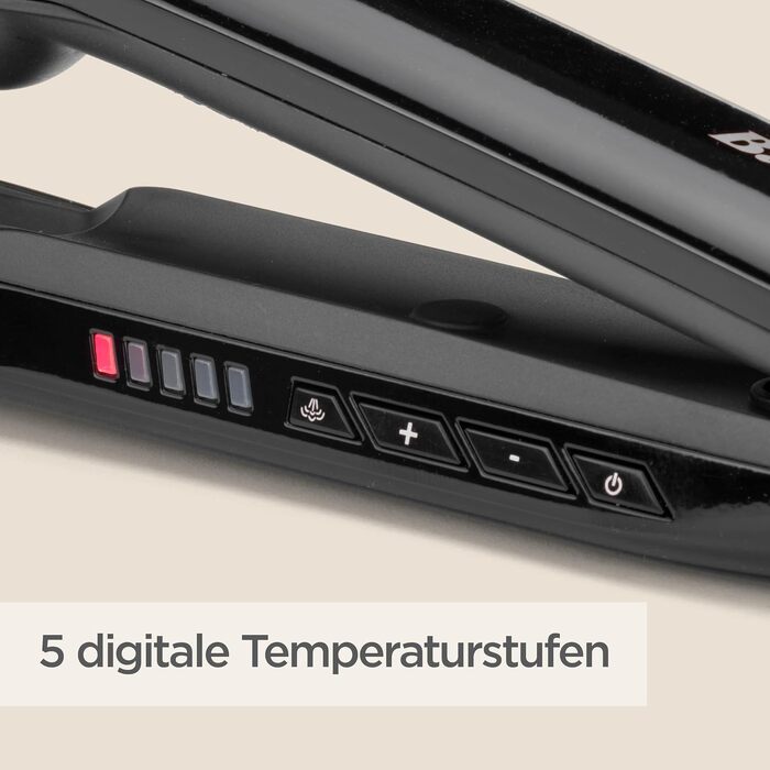 Парова праска для волосся BaByliss Steam Shine ST496E з XL турмалін-керамічними пластинами та іонною функцією проти особливого пухнастість