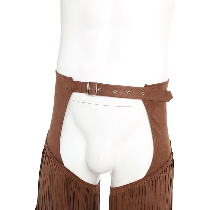 Чоловічі штани-ковбойські в стилі вестерн MSemis з бахромою, з регульованим поясом для вечірок, карнавалу та фестивалів, костюм (темно-коричневий, XL)