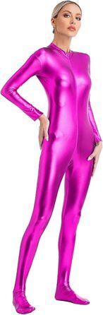 Еротична спідниця-комбінезон з довгим рукавом на блискавці, рожевий, XXL