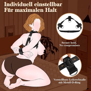 Набір для зв'язування BDSM: шкіряне спорядження з наручниками та манжетами для стегон. Інтимні іграшки для пар, сексуальна білизна, дамам. Комплект від шиї до стегон, колір - глибокий чорний