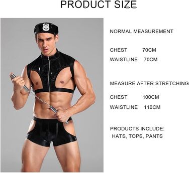 Чоловічий сексуальний костюм поліцейського з імітації шкіри, комбінезон Onesie, для косплею та сцени