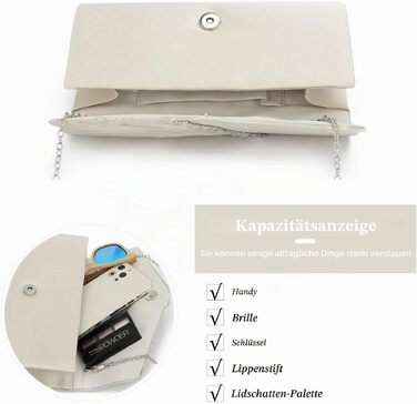 Вечірній клатч EVEOUT з кристалами та сатину для жінок, жіноча сумка на плече для весіль та урочистостей (Абрикосовий)
