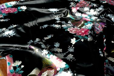 Чоловічий халат CCcollections з шовку сатину з принтом павича, V-подібний виріз та 3/4 рукава (універсальний розмір, чорний)