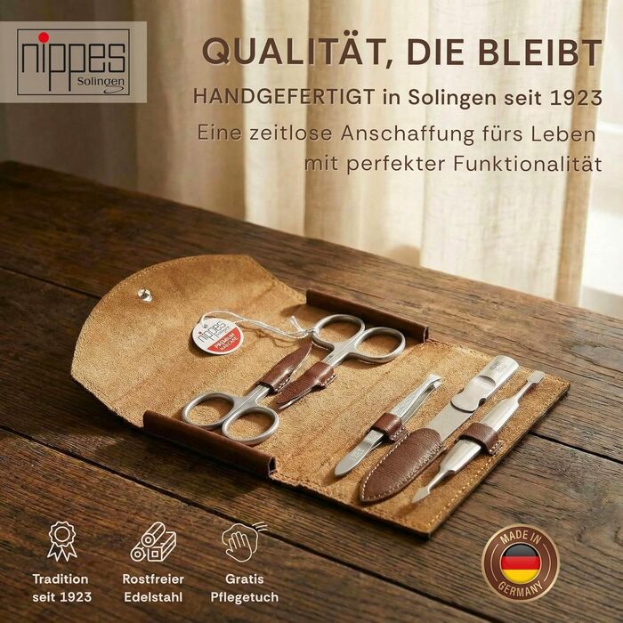 Манікюрний набір nippes Solingen Classic, 7 предметів, нержавіюча сталь, шкіряний футляр