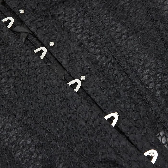 Топ-корсет жіночий у стилі Ренесанс з сітчастими вставками для вечірніх образів – на побачення, осінні луки. Милий топ-кроп для вечірки, клубу. Трапецієвидний топ з корсетним шнуруванням (#01-чорний, L)