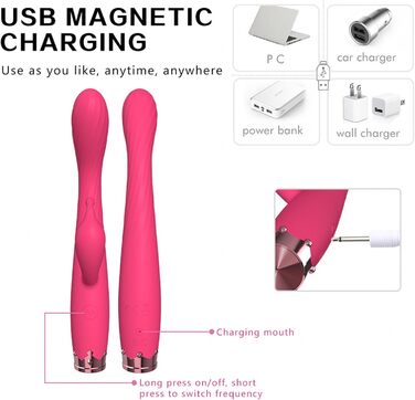 Вібратор для дорослих RoseRed: парний, 10 режимів, силікон, G-точка, кліторальний