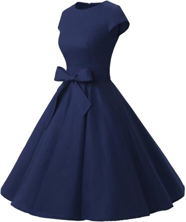 Сукня Dressystar вінтажна 50-х років в горошок, темно-синя, розмір M