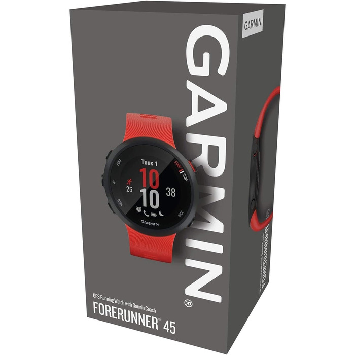 Спортивний GPS-годинник Garmin Forerunner 45 для бігу, фітнес-трекер з пульсометром та планами тренувань, червоний (розмір M)