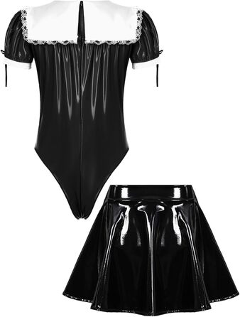 Костюм покоївки з еластичної шкіри Sinleey для дорослих (M-XXL, чорний)