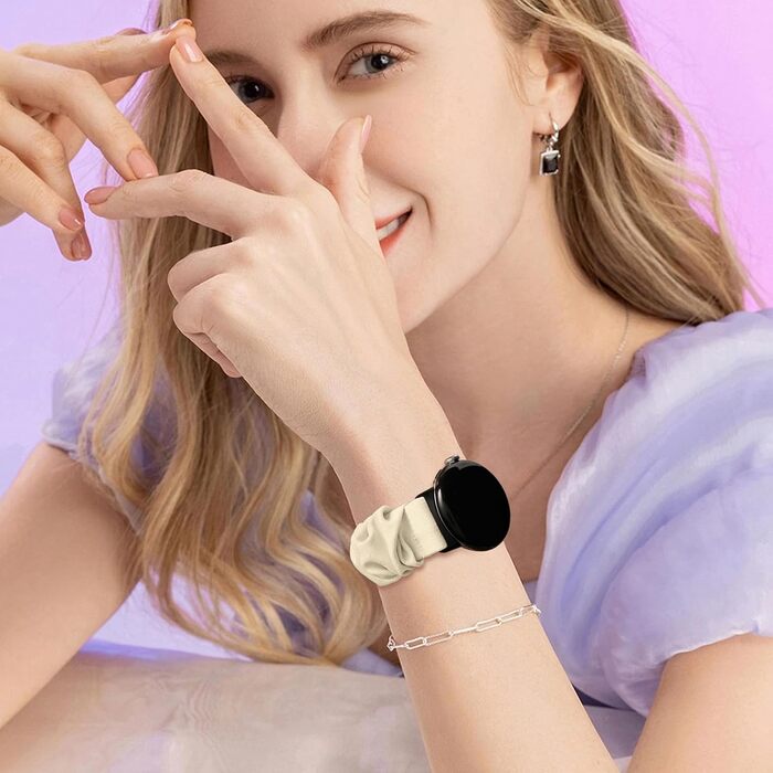 Еластичний тканинний ремінець для Google Pixel Watch 3 41mm, Pixel Watch 2, Pixel Watch — набір 2 шт. (Сяйво зірок / Небесно-блакитний), 5.55-6.5 дюймів
